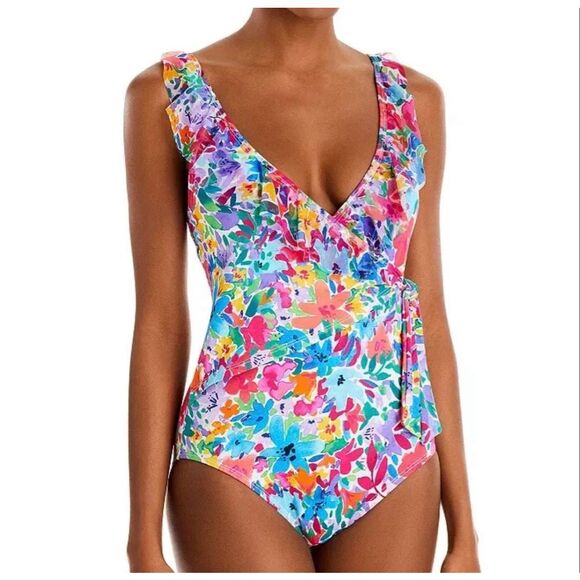 Tommy Bahama Other - Tommy Bahama Watercolor Floral Wrap One Piece Swimsuit size 4 NWT